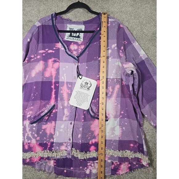 OOAK Upcycled Flannel Shacket Shirt Skeleton The Reader Book Lover Cozy Sz 2XL - Picture 4 of 12